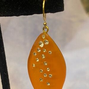 Radiant Gold and Coral Teardrop Earrings
